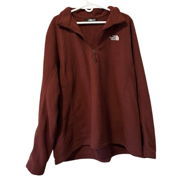 North Face Pullover Mens Size XXL Waffle Knit 1/4‎ Quarter Zip Red Rust Shirt - Picture 1 of 13
